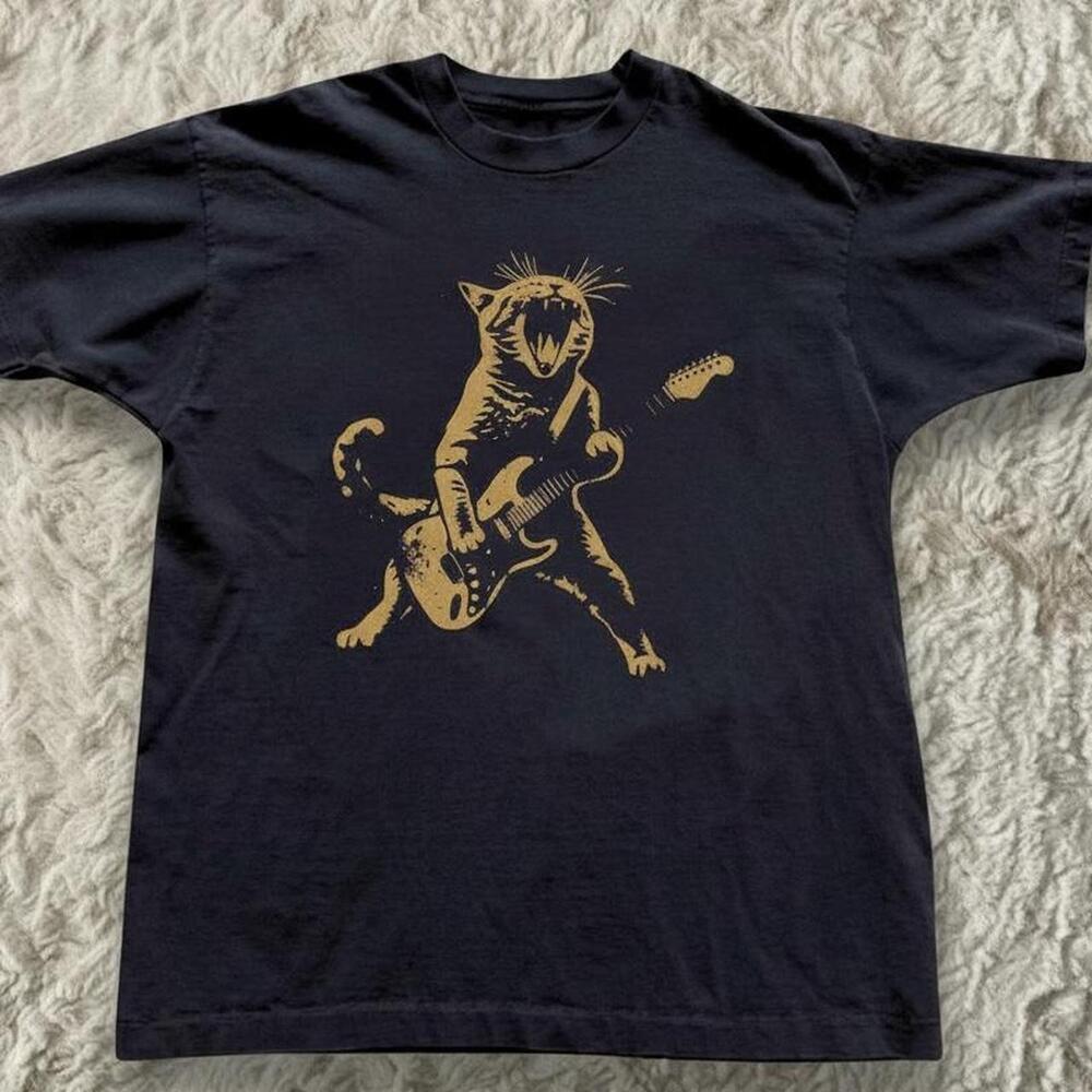 Black Guitar Cat T-Shirt